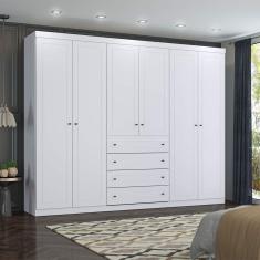 Guarda-Roupa Casal 6 Portas 4 Gavetas Americano Henn Branco HP