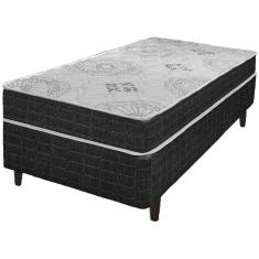 Cama Box Solteiro King Preto + Colchão San Francisco 96cm Preto
