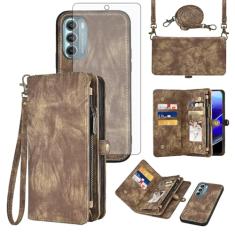 Asuwish Capa de celular para Motorola Moto G Stylus 5G 2022 com zíper carteira destacável com protetor de tela de vidro temperado alça transversal flip porta-cartões XT2215-1 XT2215-4 XT2215DL