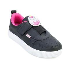 Tênis Pampili Infantil Unissex Criança Unicórnio Preto Casual Caminhada Liso Cadarço Inverno PP23-435244