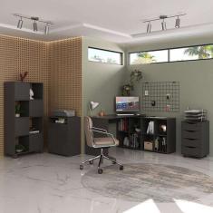 Conjunto De Mesa Com Armário De Escritório, Estante E Gavetei