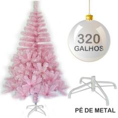 Arvore De Natal 150Cm Rosa Com 320 Galhos E Pe De Metal