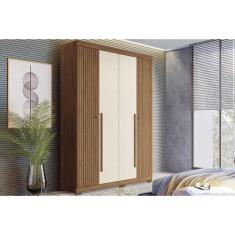 Guarda Roupa 4 Portas e 2 Gavetas c/ Pés Buriti jatoba/Areia - Santos 