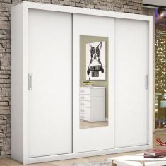 Guarda-roupa Bahia Com Espelho Branco Carioca Móveis Branco