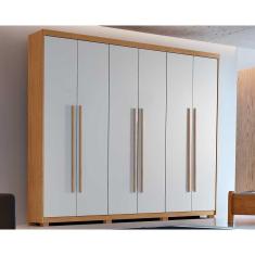 Guarda Roupa 6 Portas Hawaii E 2 Gavetas C/ Pés Naturale/off White - Rufato