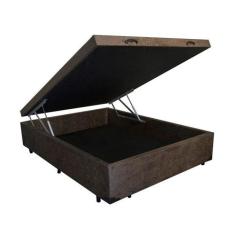 Cama Box baú casal preto suede 138x188 Sllep Camas- Marron - SLEEP CAM