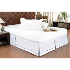 Saia Cama Box Casal Babado Ponto Palito Branco (140x190) - Ortobom