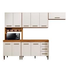 Cozinha Completa 10 Portas 3 Gavetas Atenas Kaiki Moveis Nature/Off White