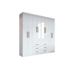 Guarda Roupa Casal 8 Portas E 6 Gavetas C/ Espelho Liverpool Branco - Santos Andirá