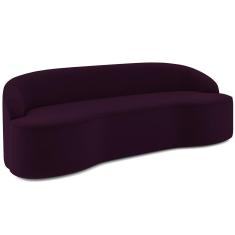 Sofá 3 Lugares Curvo Sala De Estar Living Lótus D02 Veludo Roxo 210 Cm C-292