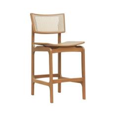 Banqueta Alta Bistrô Apollo Encosto Telinha Natural e Assento Anatômic