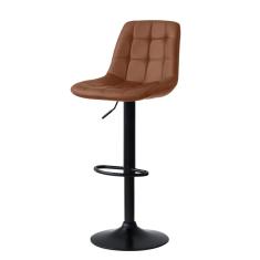 Banqueta Alta Elegance Estofada Com Base Giratória E Regulagem De Altura - Marrom