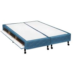Cama Box Closet Queen Poli Tecido Blue (158x198x27 (2 uni 79X198)) - Castor