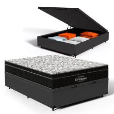 Cama Box Baú com Colchão de Espuma D45 Ortobom Airtech Ortopillow 150 Casal 138cm
