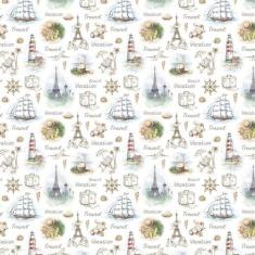 Papel Parede Caravelas Avião Mala Farol Viagem Torre Eiffel - LRP