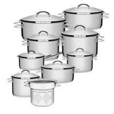 Jogo De Panelas 9 Peças Inox Fundo Triplo Solar Tramontina