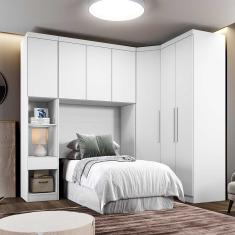 Guarda Roupa Modulado Solteiro Safira 007 7 Portas de Bater 4 Gavetas MDF Branco Clic Móveis