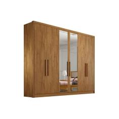 Guarda Roupa Casal Rizon Plus 6 Portas de Abrir 6 Gavetas MDF com Espelho Freijó Cumaru Móveis Novo Horizonte
