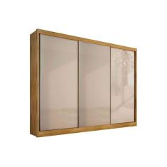 Guarda Roupa Casal Sollo Plus 3 Portas de Correr 8 Gavetas MDF Freijó-Fendi Off Móveis Novo Horizonte