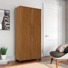 Guarda Roupa Solteiro Gold 2 Portas Armário Multiuso Amêndoa Conffort Casa