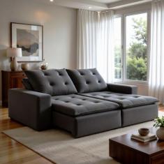 Sofá 4 Lugares Retrátil e Reclinável Super Pilow 200cm Paris Veludo - 