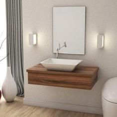 Conjunto Bancada para Banheiro 80cm com Cuba Rt45 800W Metrópole - Com