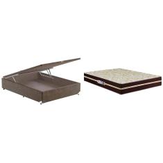 Cama Box de Casal Hellen Millenium Espuma D33 com Box Baú Probel Universal 59x138x188 cm - Marrom/Bege