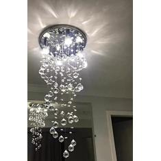 LUSTRE DE CRISTAL ESPIRAL,BASE INOX 30CM DIÂMETROS COM 1,10 METROS ALTURA, ESFERAS DE 40MM K9