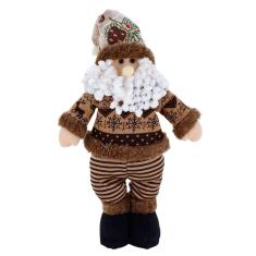 Boneco Natal Papai Noel Marrom Em Tecido 37cm