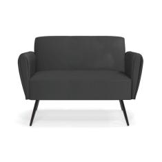 Sofá Namoradeira Pés Palito De Ferro Bruna Corino Preto - D`rossi