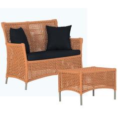 1 Sofá Área e Mesa Igapó Alumínio Pintura Fendi Corda Náutica Estofado