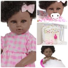 Boneca Reborn Negra Fofinha Realista Diva 46cm Pode Molhar - Cegonha R