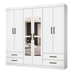 Guarda Roupa Hercules com 6 Portas 4 Gavetas e Espelho - carioca movei