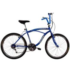 Bicicleta Aro 26 Masculina Beach 18 Marchas Azul - Dalannio Bike