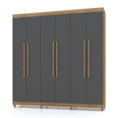 Guarda Roupa Casal 6 Portas 218 Cm Elegância Nature/alasca - Pallazio