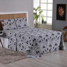 Jogo de Lençol King 4 Peças 200 Fios 100% Agodão Estampado Mariah - Sh