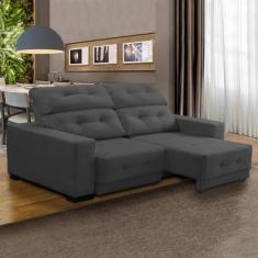 Sofá Retrátil Compact 210 Cm Reclinável Mola Bonnel Espuma D26 Suede C