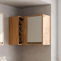 Armário Aéreo de Cozinha Canto Reto com 1 Porta e Mini Adega 100% Mdf 