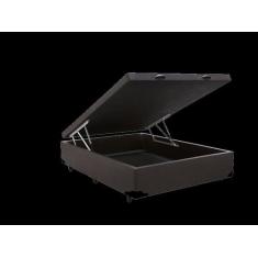 Cama Box Baú Casal 138 Tecido Sintético Marrom com Colchão Lisboa Bell