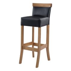 Banqueta Alta com Encosto Estofado Diamantina em Madeira Maciça Mel Facto Preto RMI