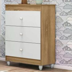 Cômoda Ternura 3 Gavetas - Peternella Móveis Nature/Branco