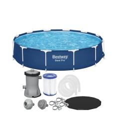 Piscina Estrutural 6.473l + Filtro + Capa - Bestway Kit Piscina 6.473l + Cobertura 3,66m - Bestway 220v