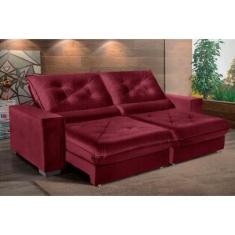 Sofá Retrátil e Reclinável 2,10m Suede Cancún Vinho - Sofá Casa