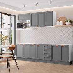 Cozinha Modulada 6 Peças Sem Tampo 3 Aéreos 3 Balcões CabeCasa Madeira