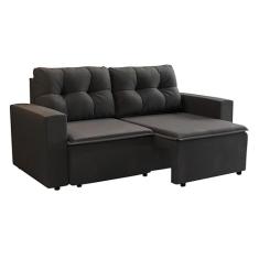 Sofá 3 Lugares Retrátil Amsterdã I Suede Preto 180 cm