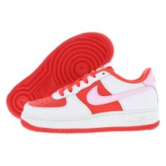 Nike Tênis infantil Air Force 1 (HV5165-121, branco Summit/carmesim claro/vermelho fogo/espuma rosa), Summit branco/carmesim claro/vermelho fogo/espuma rosa, 20