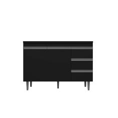Balcão Gabinete de Pia Andréia 120cm Preto S/ Tampo - AJL Móveis