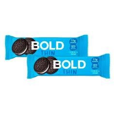 Kit 2 Barra de Proteína Bold Thin Sabor Cookies & Cream 11g de Proteína Zero Açúcar com 40g