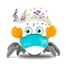 Caranguejo Fujão Brinquedo Interativo que Desvia dos Obstáculos via Sensor Educativo Musical Infantil Divertido Colorido Tummy Time Engatinhar Original LCS Eletrônicos (Cores Sortidas)