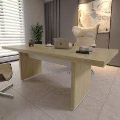 Mesa Artany Para Reunião 2000 Cor Carvalho Com Branco
